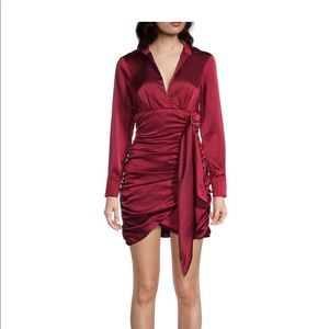 Lavish Alice Burgundy Satin Mini Dress